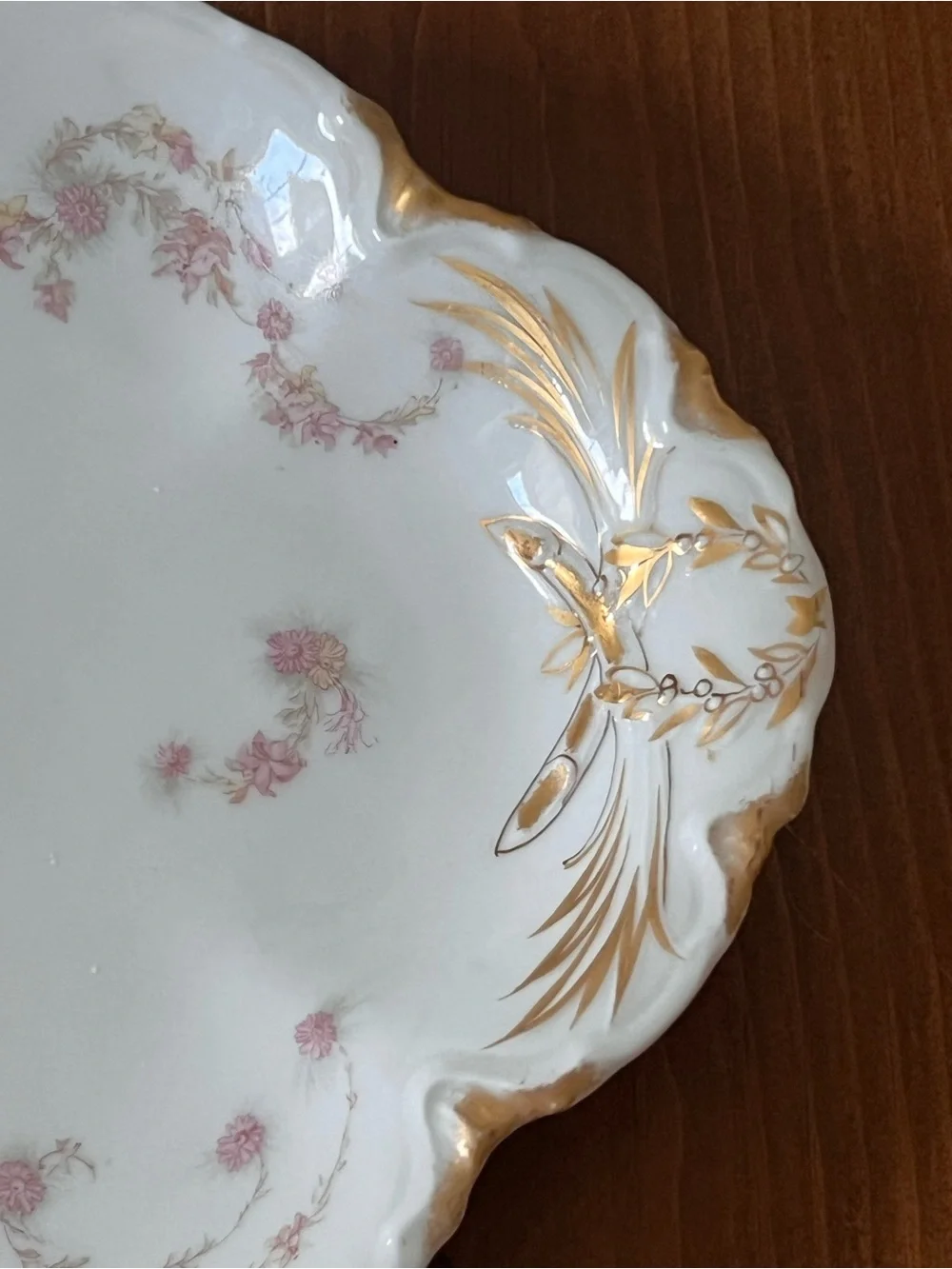 Haviland Limoges Porcelain Schleiger ?525 Pink Gold Floral 13.5” Platter